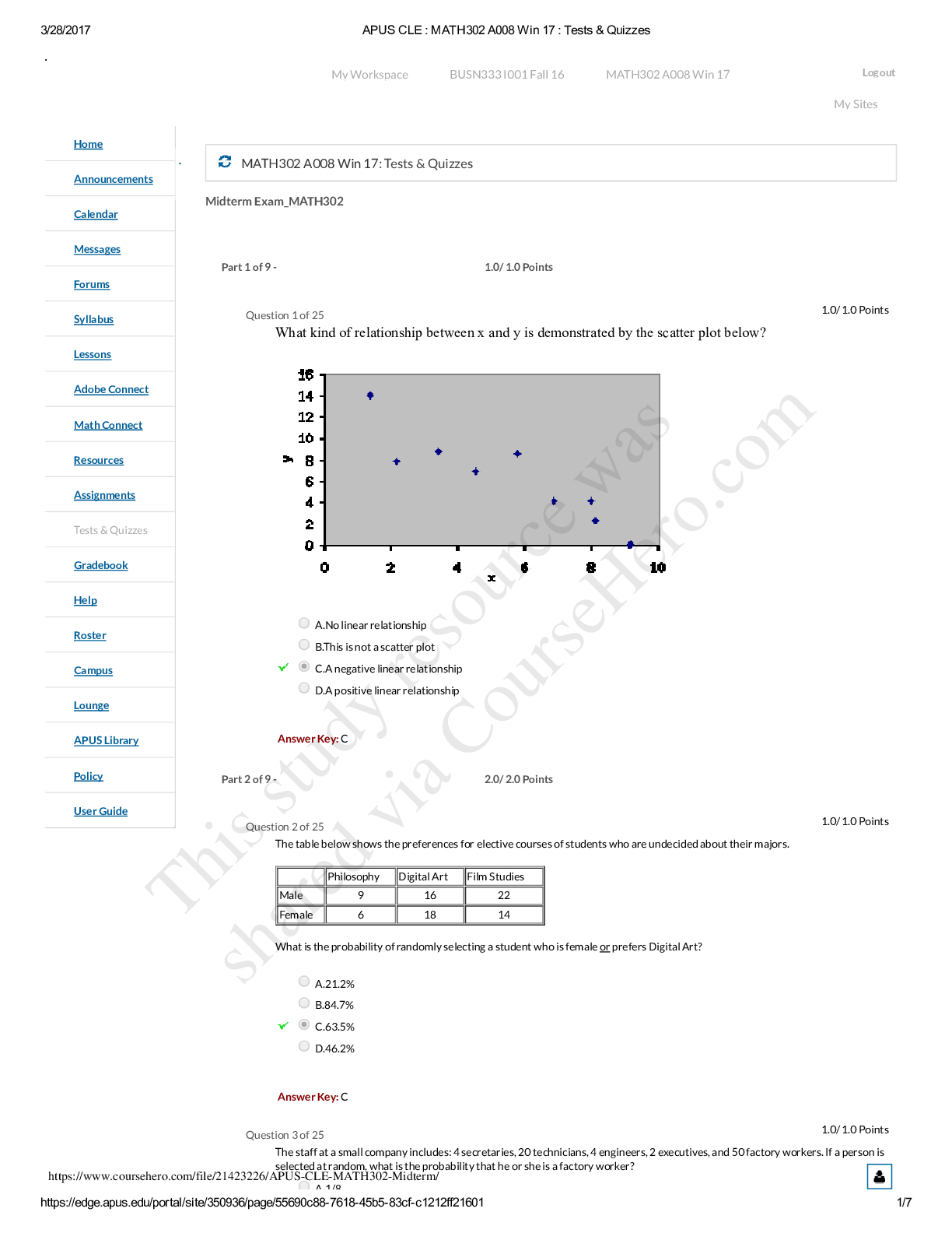 Preview image of APUS CLE : MATH302 A008 Win 17 : Tests & Quizzes document